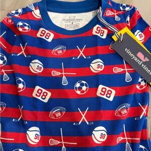 Vineyard Vines Kids' Blue and Red Sports Pima Cotton Pajamas size 8 new w/tags